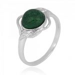 Sølv ring med grøn sten natur