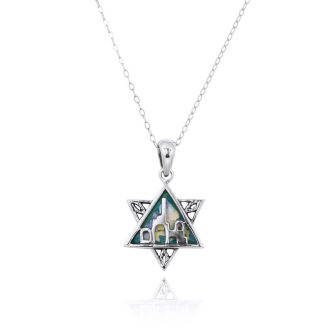 Davidstjerne sølvhalskæde i Jerusalem design