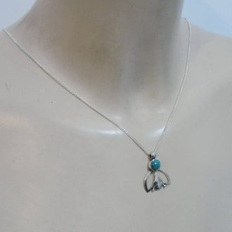 Unika sølv halskæde med grøn Eilat sten